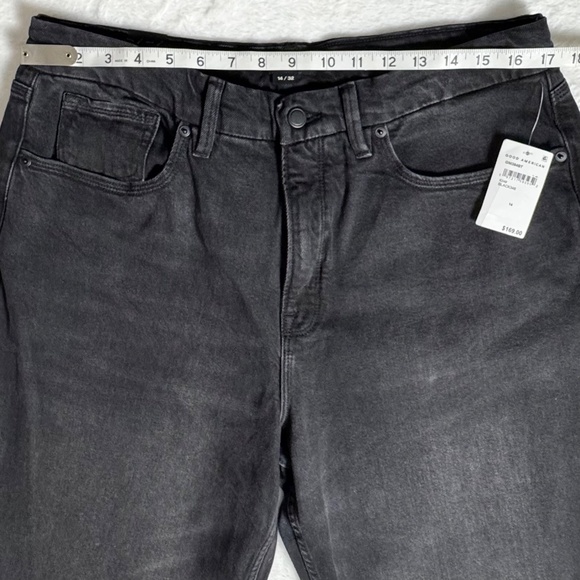 NWT Good American "Good 90s" Mid Rise Relaxed Fit Black Wash Jeans Size 14 L32" - Picture 10 of 14